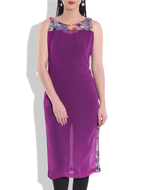 purple georgette sheer kurta - 9708836 - Very Small Image - 1