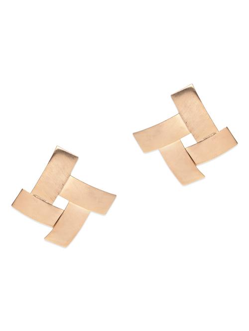 crossover cut golden stud earrings - 9710108 - Very Small Image - 1