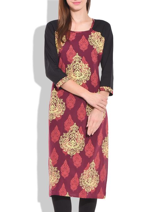 multi colored printed cotton straight kurta - 9711420 - Very Small Image - 1