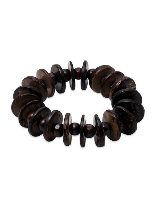 choco-brown wooden beads bracelet - 971323 - Very Small Image - 1