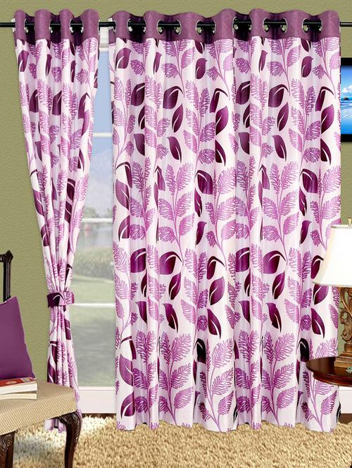 purple and white printed polyester curtain - 971613 - Very Small Image - 1