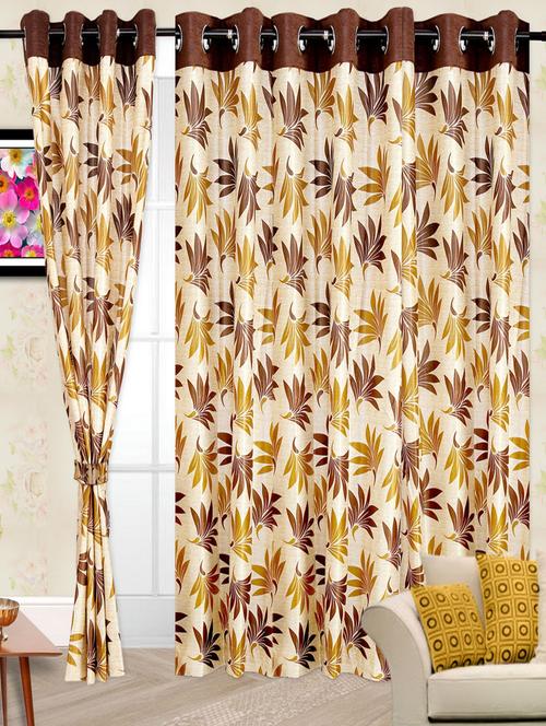 gold and brown printed polyester curtain - 971614 - Very Small Image - 1