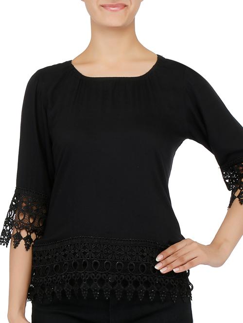 black rayon slub top - 9716959 - Very Small Image - 1