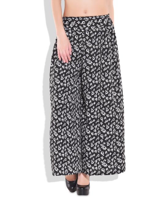 black and white polycrepe printed palazzo - 9717908 - Very Small Image - 1