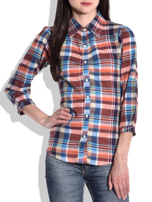multicolored cotton checkered shirt - 9718027 - Very Small Image - 1