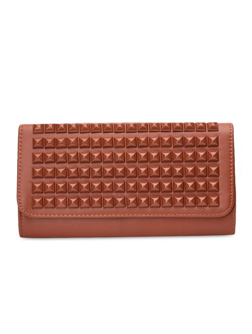 solid rust studded faux leather clutch - 9718076 - Very Small Image - 1