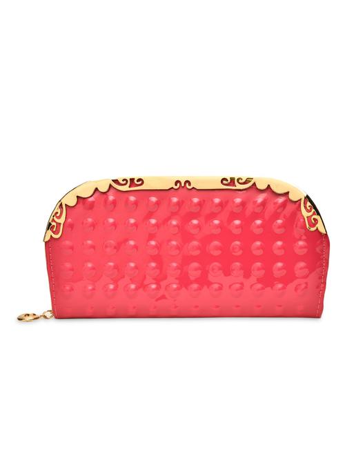 pink textured oval faux leather clutch - 9718094 - Very Small Image - 1