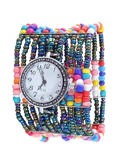 multi beaded analog watch with round dial - 9718241 - Very Small Image - 1