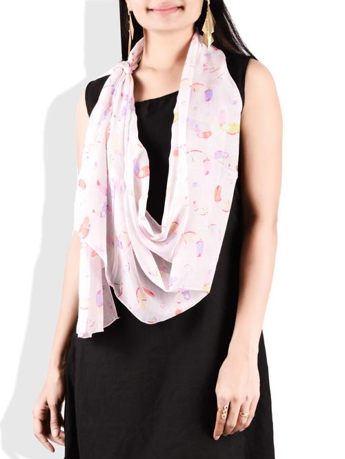 light pink poly cotton printed scarf - 9718421 - Very Small Image - 1