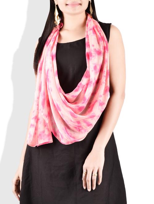 pink poly cotton printed scarf - 9718422 - Very Small Image - 1
