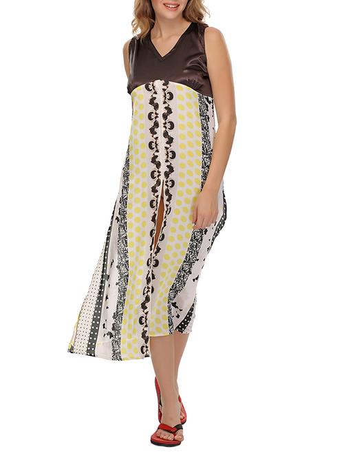 multicoloured high-slit printed nightdress - 9718997 - Very Small Image - 1