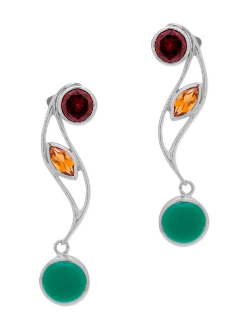 silver embellished drop earrings - 9719525 - Very Small Image - 1
