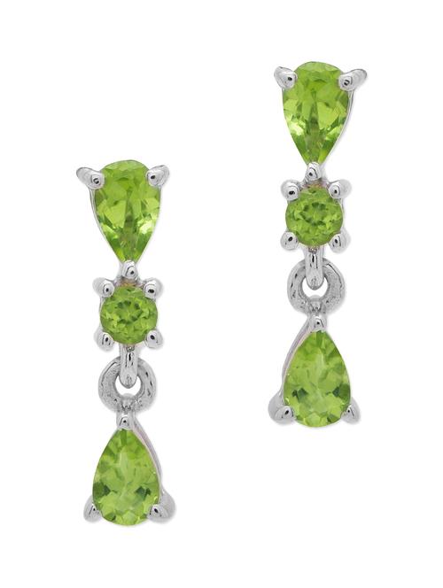 silver and green embellished drop earrings - 9719539 - Very Small Image - 1