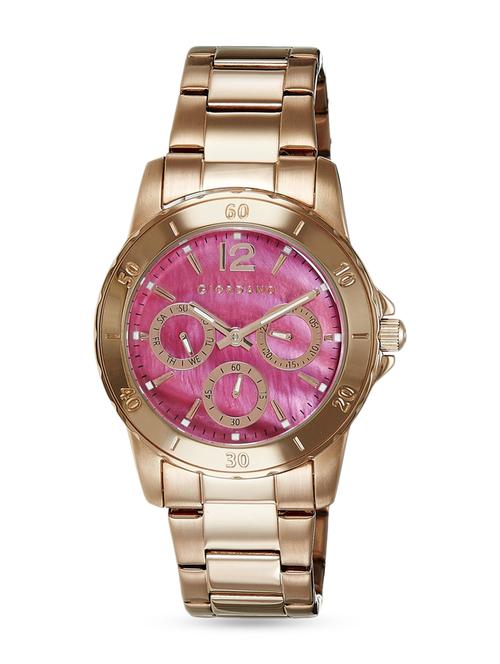 rose gold analog watch with pink dial - 9719985 - Very Small Image - 1