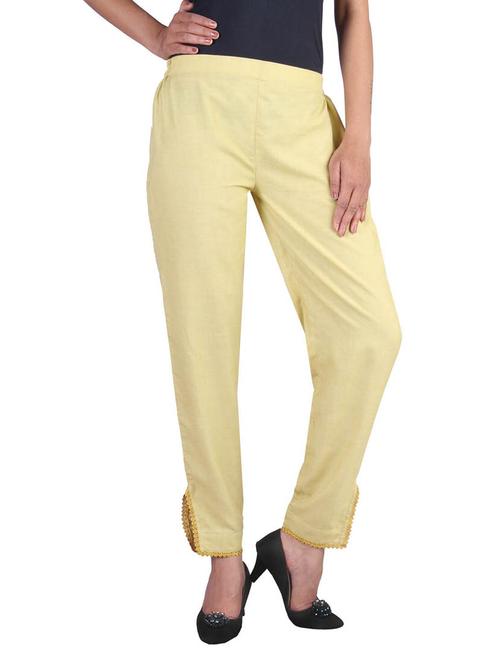 yellowish green linen trouser - 9721111 - Very Small Image - 1