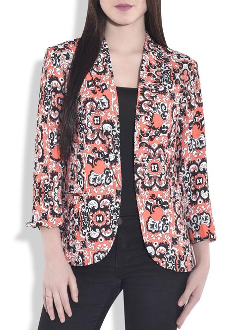 orange and black printed jacket - 9721993 - Very Small Image - 1