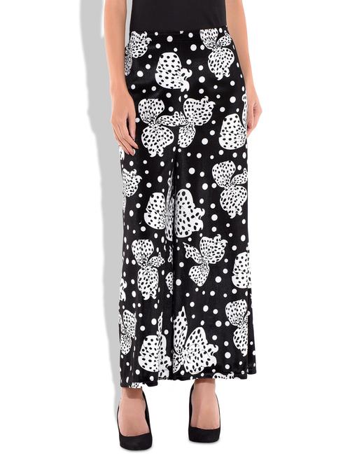 white and black velvet printed palazzo - 9722565 - Very Small Image - 1
