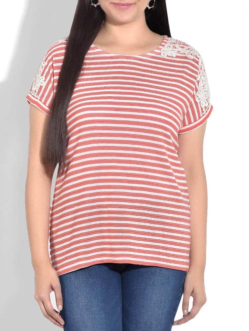 orange and off white stripped cotton top - 9723404 - Very Small Image - 1