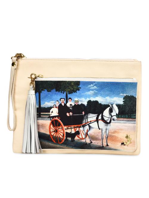white printed leather and canvas detachable clutches - 9723864 - Very Small Image - 1