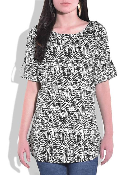 monochrome printed poly crepe top - 9725608 - Very Small Image - 1