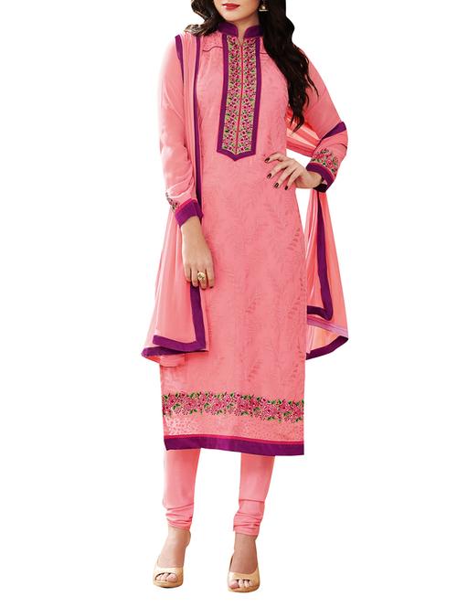 pink embroidered unstitched suit set - 9727098 - Very Small Image - 1