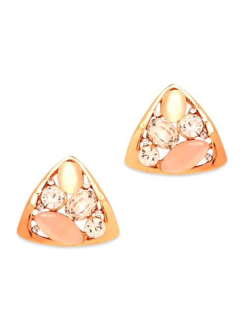 beige and clear embellished metal alloy studs - 9728240 - Very Small Image - 1