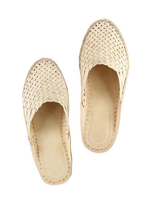 beige leather weaved slip-ons - 9729526 - Very Small Image - 1