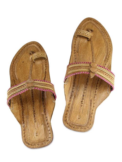 brown leather kolhapuri flats - 9729538 - Very Small Image - 1