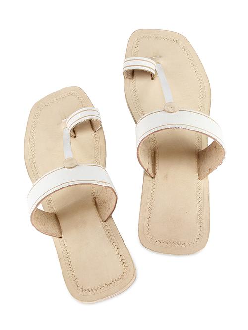 white leather kolhapuri slides - 9729540 - Very Small Image - 1