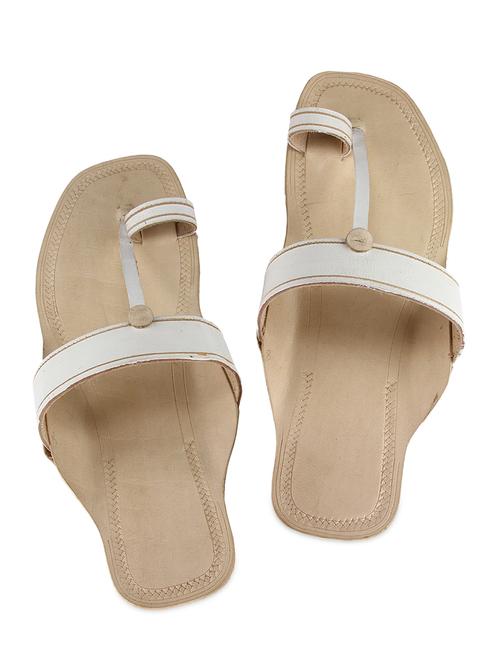 white leather kolhapuri slides - 9729545 - Very Small Image - 1