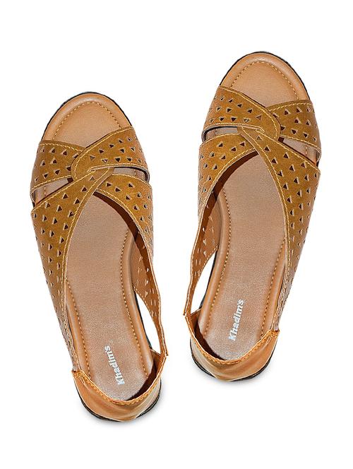 brown leatherette flat sandals - 9730021 - Very Small Image - 1