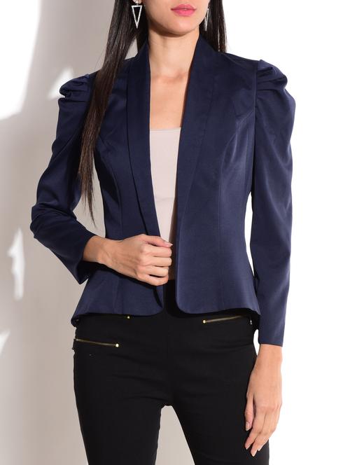 navy blue polycrepe blazer - 9732778 - Very Small Image - 1