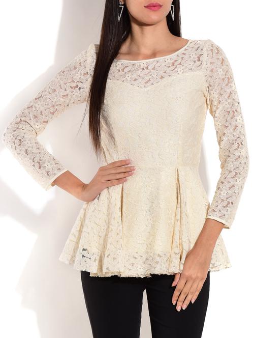 cream polylace top - 9732795 - Very Small Image - 1