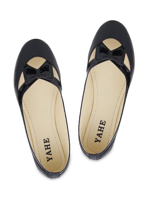 black bow embellished faux leather ballerinas - 9732935 - Very Small Image - 1