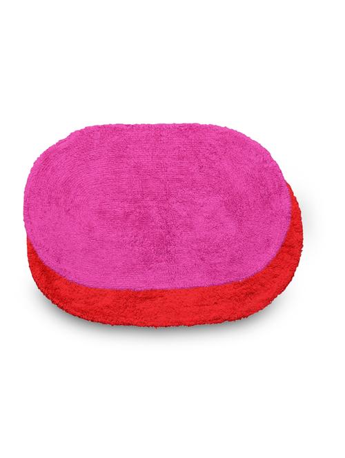 set of 2 pink and red oval cotton doormats - 9733194 - Very Small Image - 1
