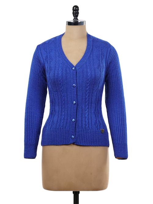 blue acrylic wool cardigan - 9734220 - Very Small Image - 1