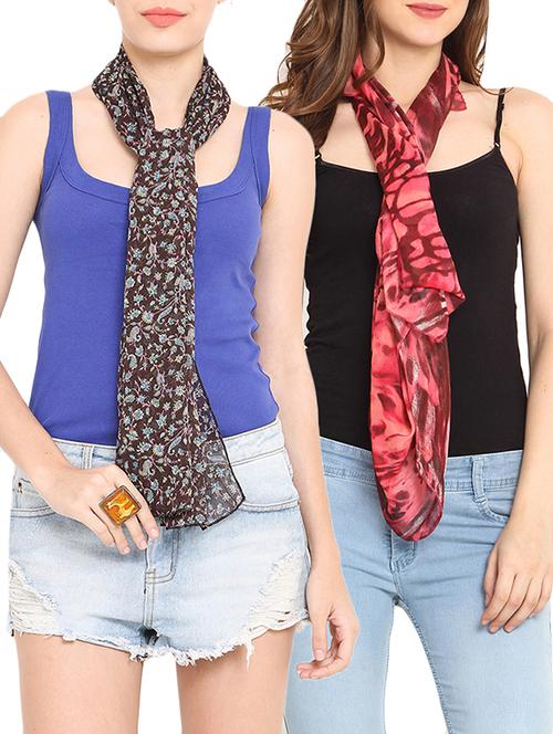 set of 2 multicolored printed scarves - 9735747 - Very Small Image - 1