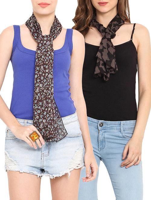 set of 2 multicolored printed scarves - 9735751 - Very Small Image - 1