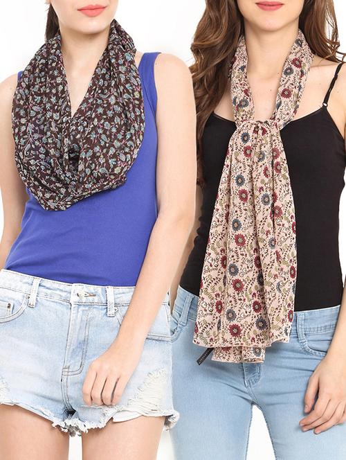 set of 2 multicolored printed scarves - 9735753 - Very Small Image - 1