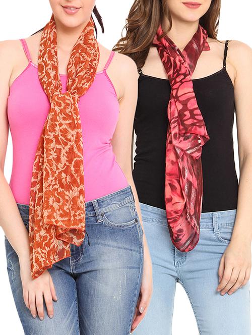 set of 2 multicolored printed scarves - 9735759 - Very Small Image - 1