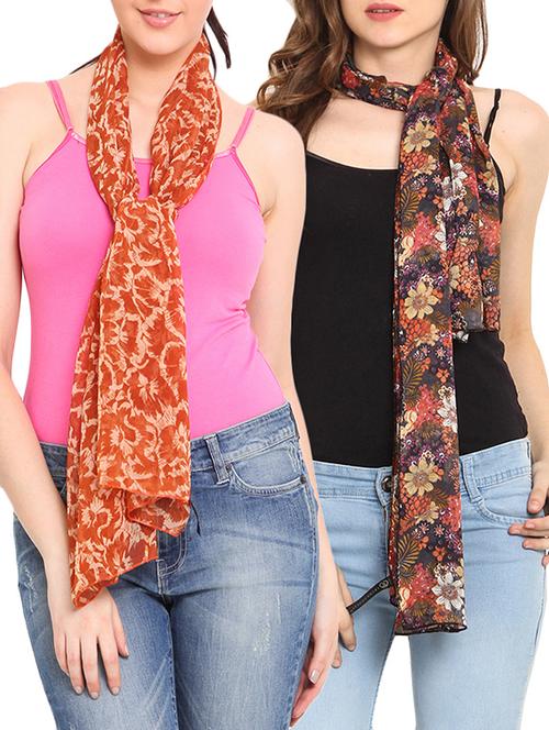 set of 2 multicolored printed scarves - 9735760 - Very Small Image - 1