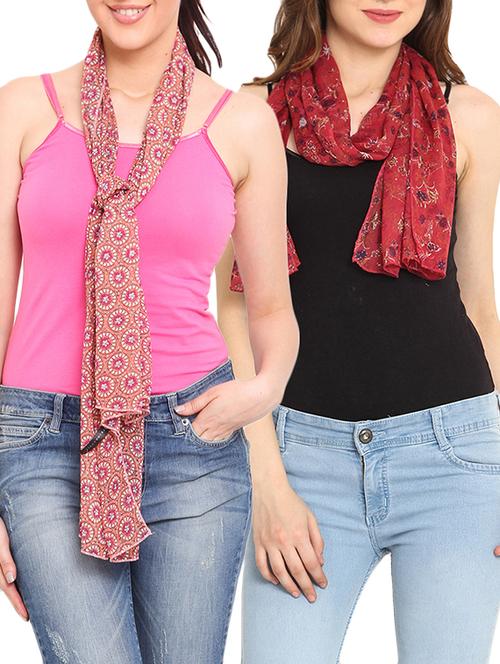set of 2 multicolored printed scarves - 9735780 - Very Small Image - 1