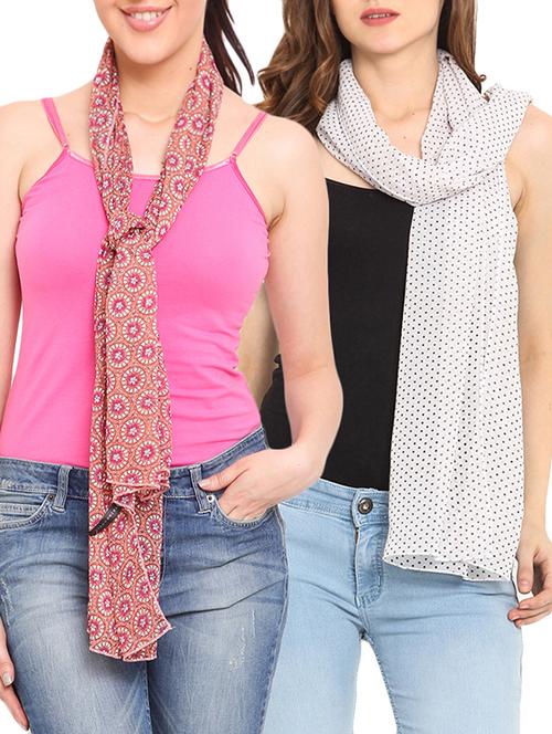 set of 2 multicolored printed scarves - 9735782 - Very Small Image - 1