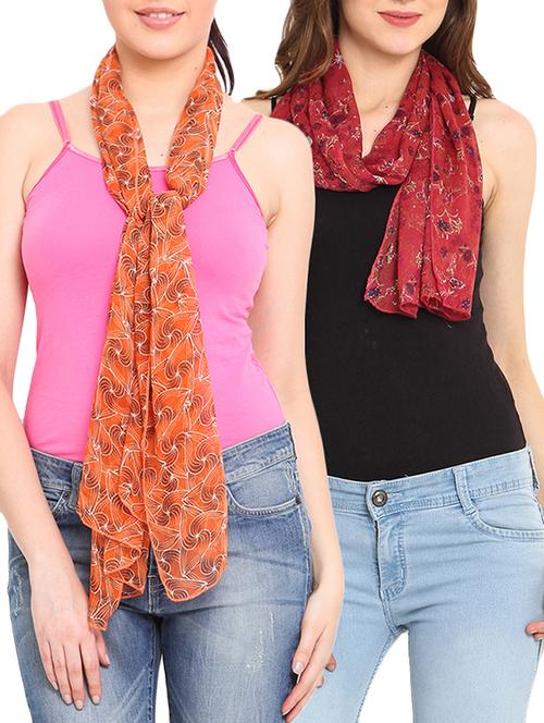 set of 2 multicolored printed scarves - 9735792 - Very Small Image - 1