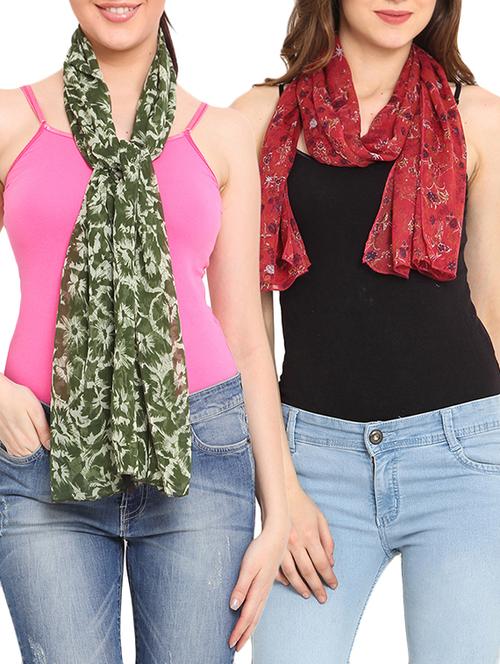 set of 2 multicolored printed scarves - 9735804 - Very Small Image - 1