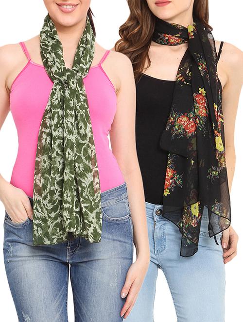 set of 2 multicolored printed scarves - 9735805 - Very Small Image - 1