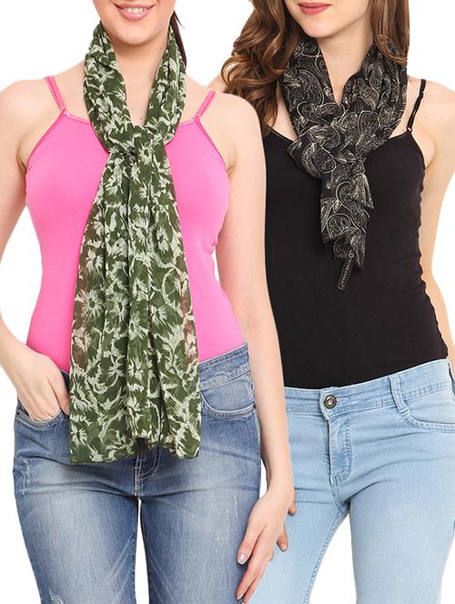 set of 2 multicolored printed scarves - 9735809 - Very Small Image - 1