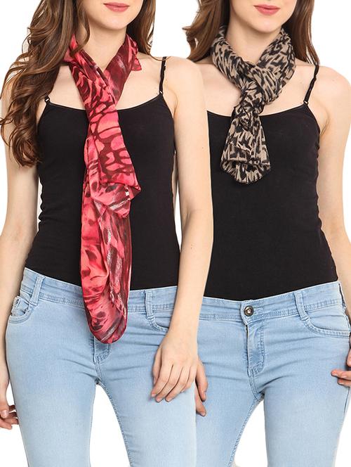 set of 2 multicolored printed scarves - 9735855 - Very Small Image - 1