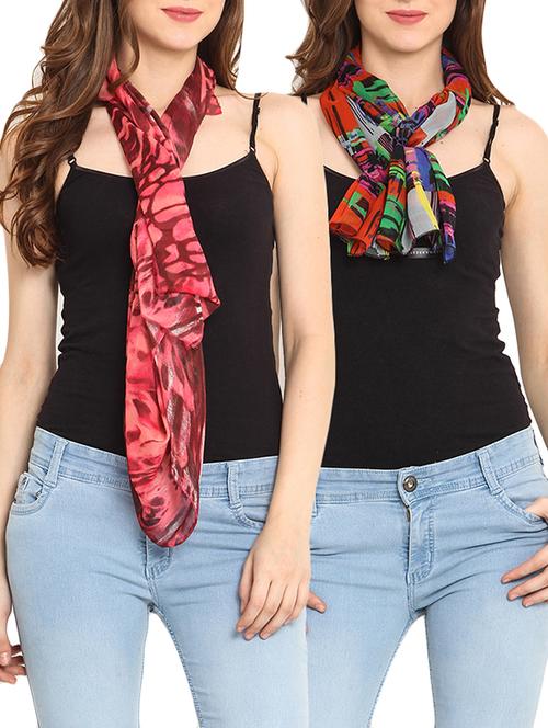 set of 2 multicolored printed scarves - 9735859 - Very Small Image - 1