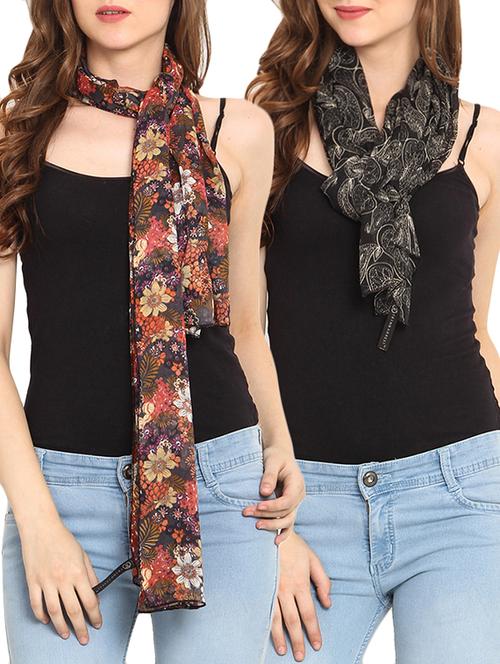 set of 2 multicolored printed scarves - 9735860 - Very Small Image - 1